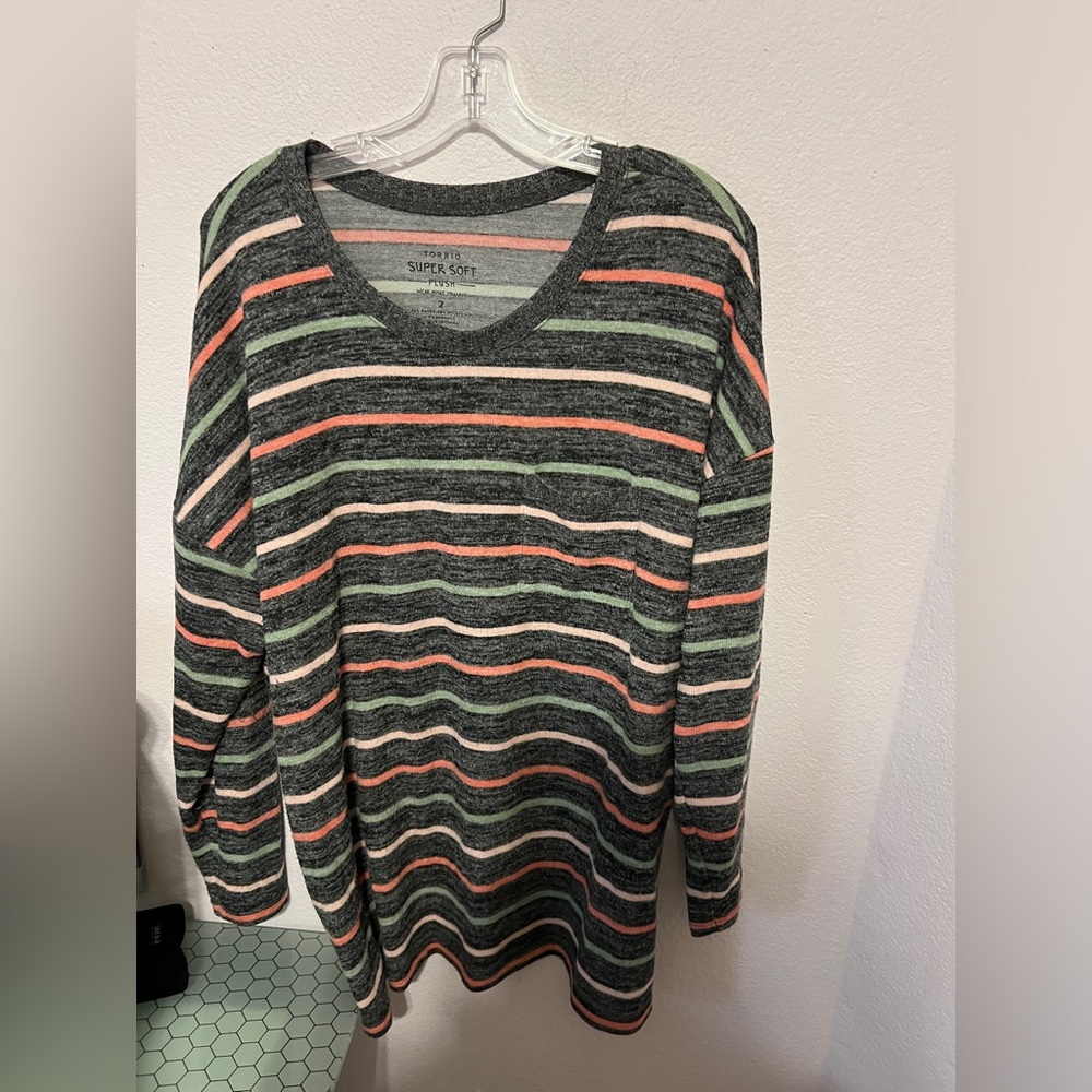 Super soft plush 2x torrid striped shirt.